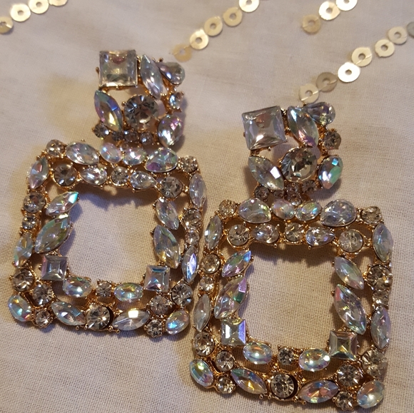 Crystal Square Earrings - Picture 2 of 4